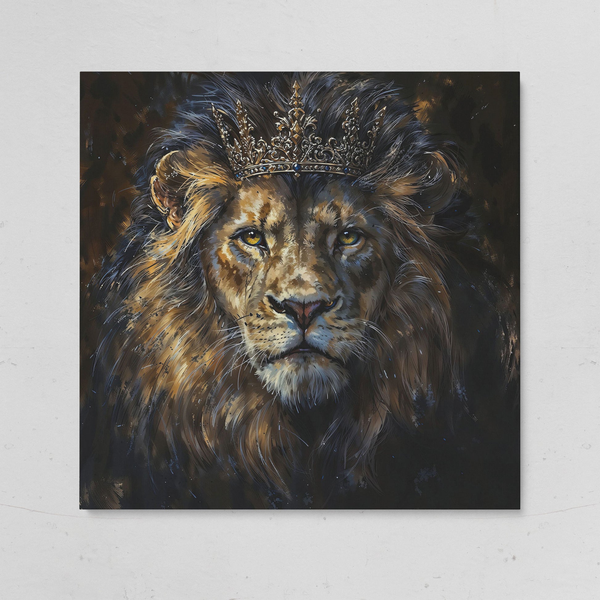 King Lion with Crown Canvas on gallery wrap