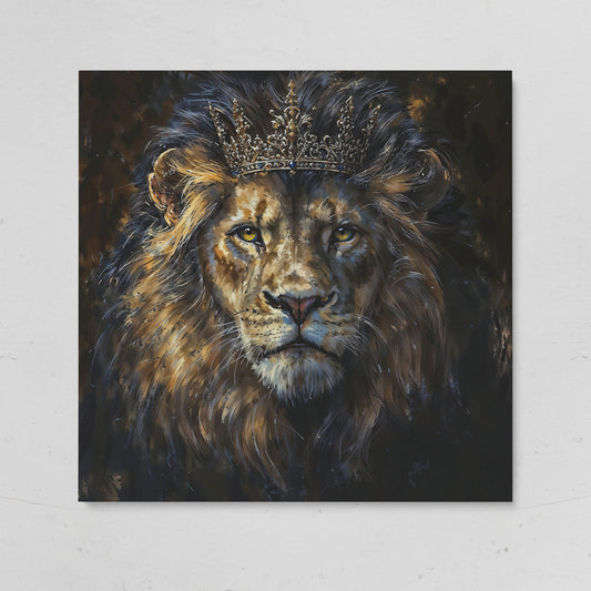 King Lion with Crown Canvas on gallery wrap