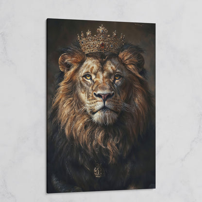 Majestic Lion with Crown Canvas Print on gallery wrap
