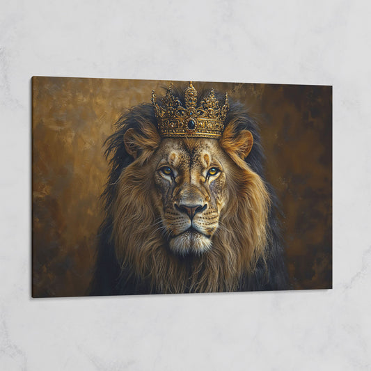 Royal Lion with Crown Canvas Print on gallery wrap