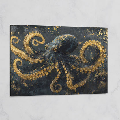 Dark Octopus Canvas Wall Art. Gothic Deep Sea Creature Print on gallery wrap