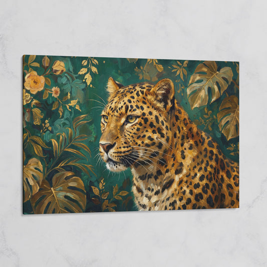 Leopard in Tropical Foliage Canvas Wall Art on gallery wrap