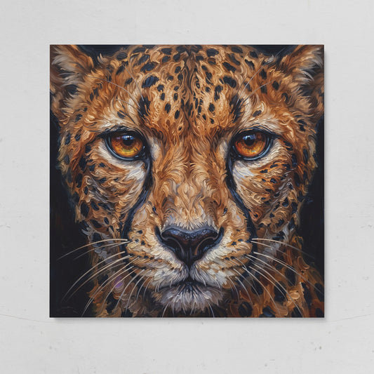 Cheetah Face Close-Up Canvas Wall Art, Square Format on gallery wrap