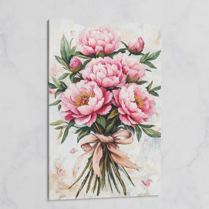 Pink Peony Bouquet Canvas on gallery wrap