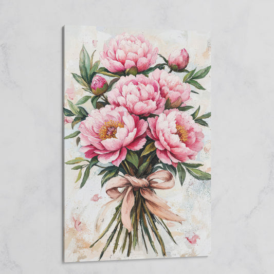 Pink Peony Bouquet Canvas on gallery wrap