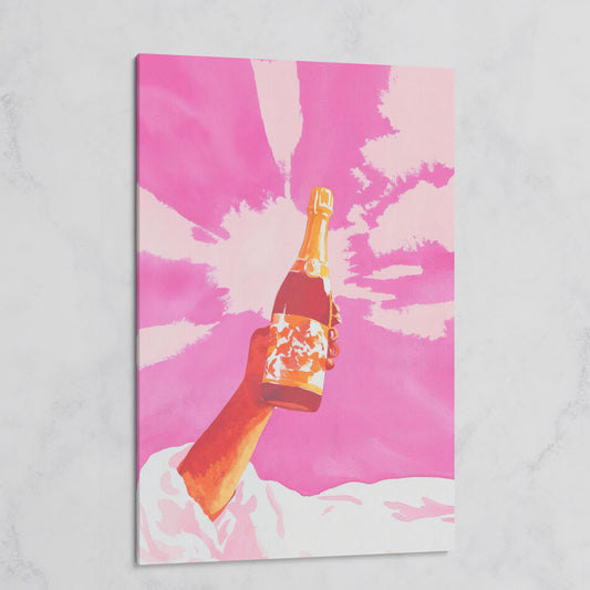 Pink Champagne Celebration Abstract Canvas on gallery wrap