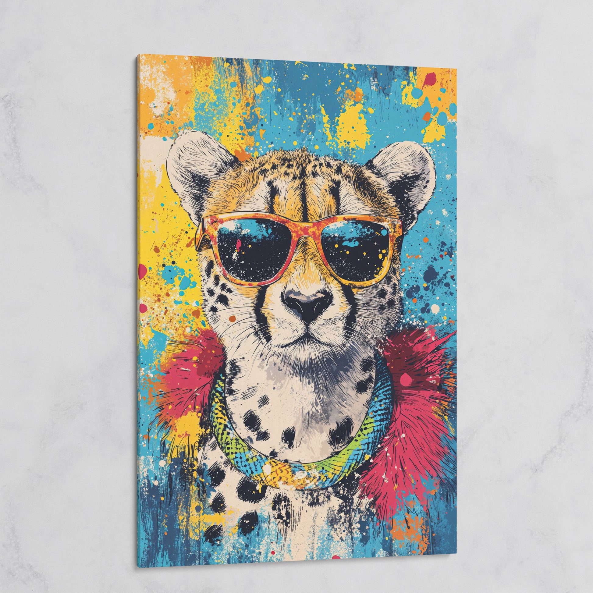 Cheetah in Sunglasses, Graffiti Pop Canvas on gallery wrap