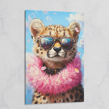 Leopard in Sunglasses Canvas Print on gallery wrap
