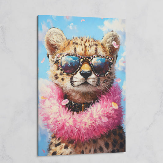Leopard in Sunglasses Canvas Print on gallery wrap