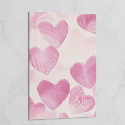 Romantic Pink Heart Canvas Wall Art on gallery wrap