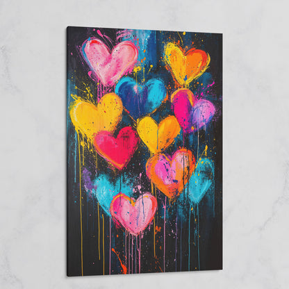 Vibrant Love Abstract Heart Canvas Print on gallery wrap