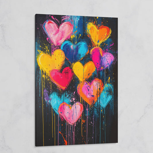 Vibrant Love Abstract Heart Canvas Print on gallery wrap