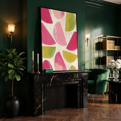 Watermelon & Citrus Slices Canvas Print in black floating frame