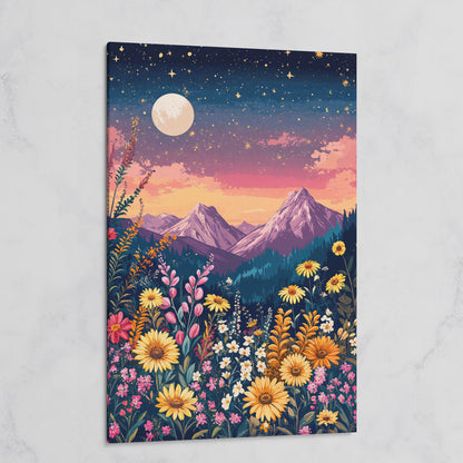 Stars and Mountains Canvas with Floral Twilight on gallery wrap