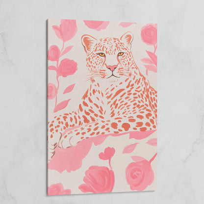 Leopard & Pink Florals Canvas Print on gallery wrap