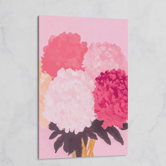 Pink Floral Burst Canvas Wall Art on gallery wrap