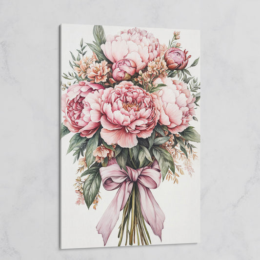 Vintage Peony Bouquet Canvas on gallery wrap