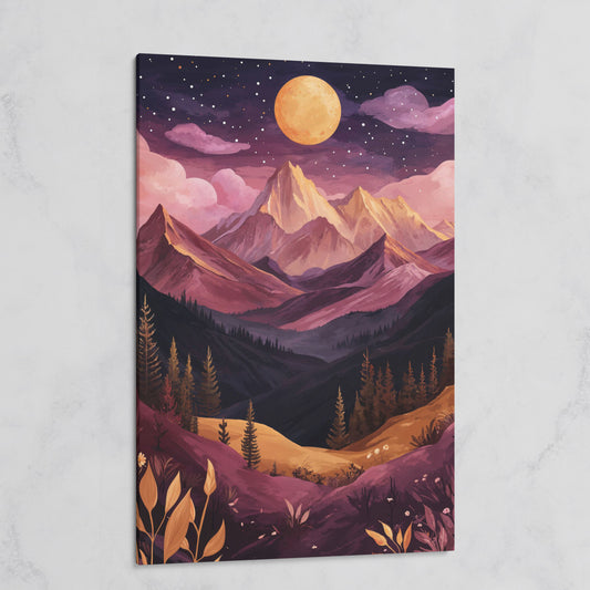Mystic Mountains Twilight Scenery Canvas Print on gallery wrap
