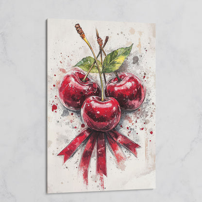 Red Cherries Watercolor Canvas on gallery wrap