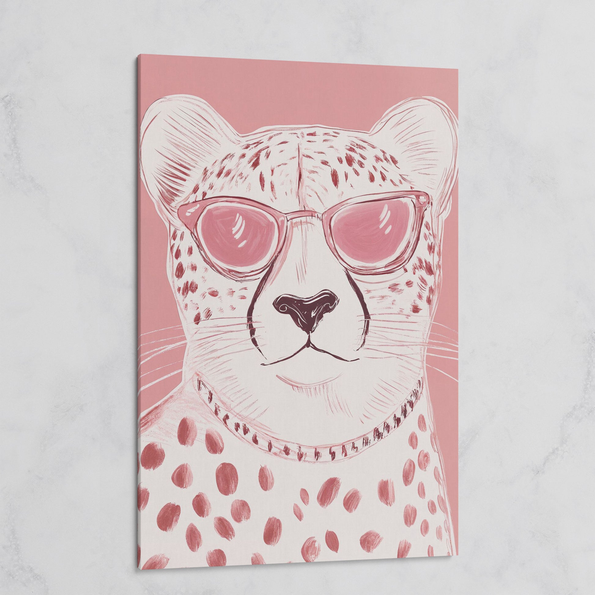 Cheetah in Pink Sunglasses Canvas on gallery wrap