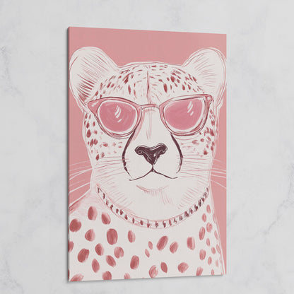 Cheetah in Pink Sunglasses Canvas on gallery wrap