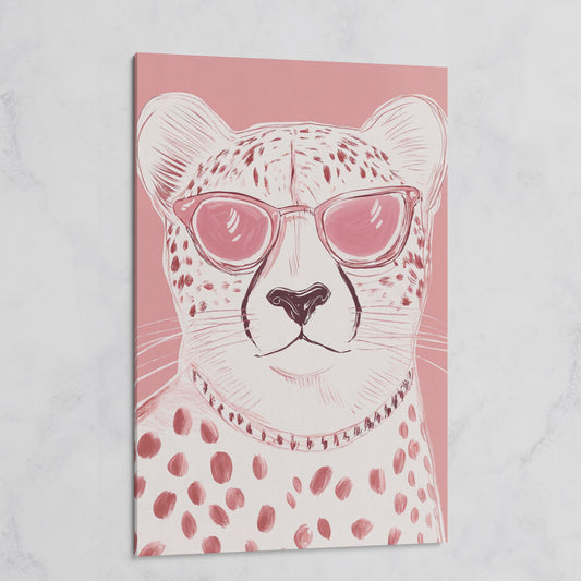 Cheetah in Pink Sunglasses Canvas on gallery wrap