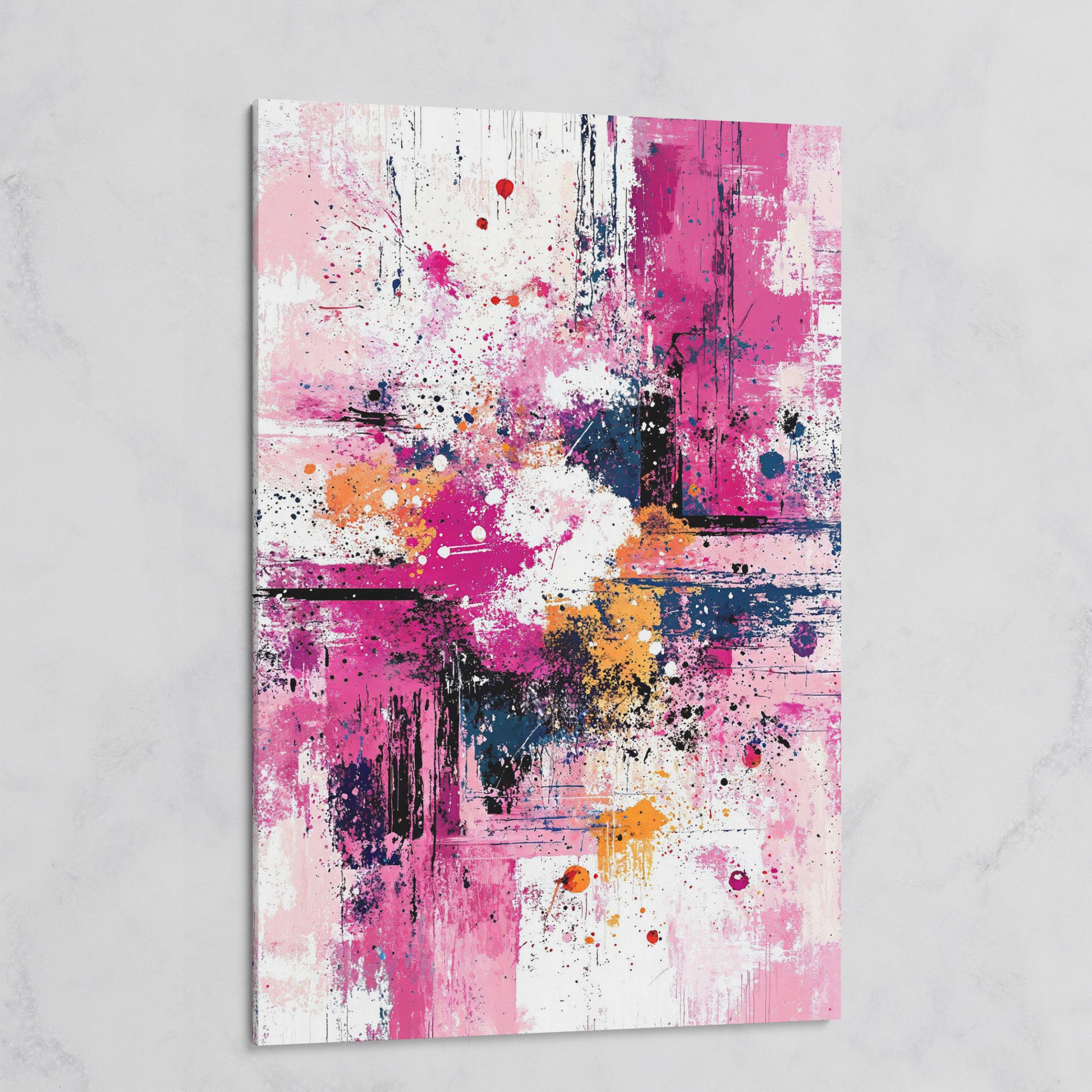 Pink Abstract Canvas with Layered Brushwork on gallery wrap