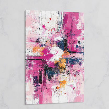 Pink Abstract Canvas with Layered Brushwork on gallery wrap