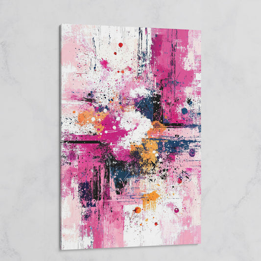Pink Abstract Canvas with Layered Brushwork on gallery wrap