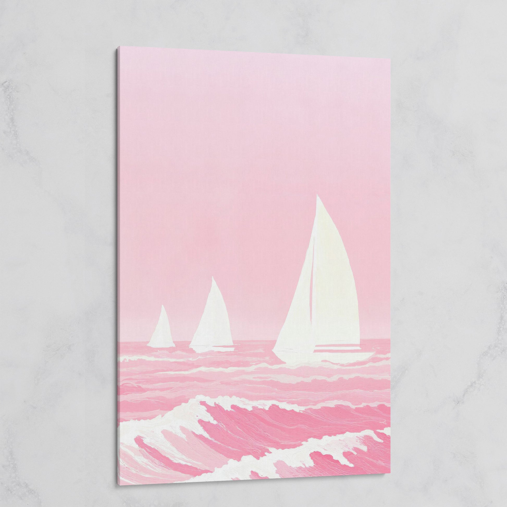 Pink Sailing at Sea Canvas on gallery wrap