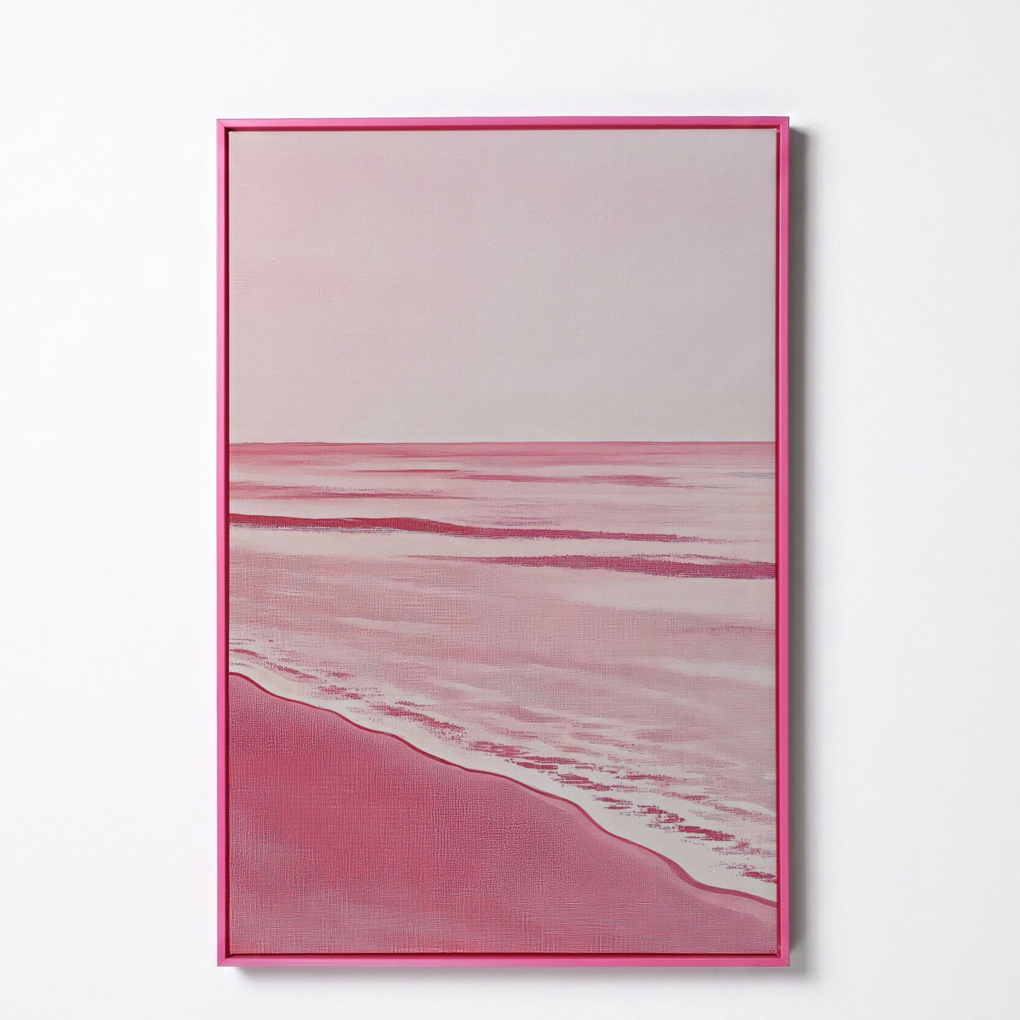 Abstract Pink Seascape Canvas Print in pink floating frame