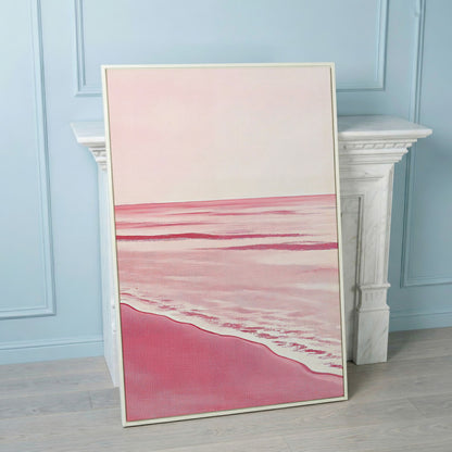 Abstract Pink Seascape Canvas Print in white floating frame