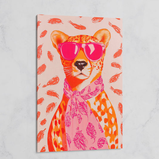 Pink Cheetah in Sunglasses Canvas Print on gallery wrap