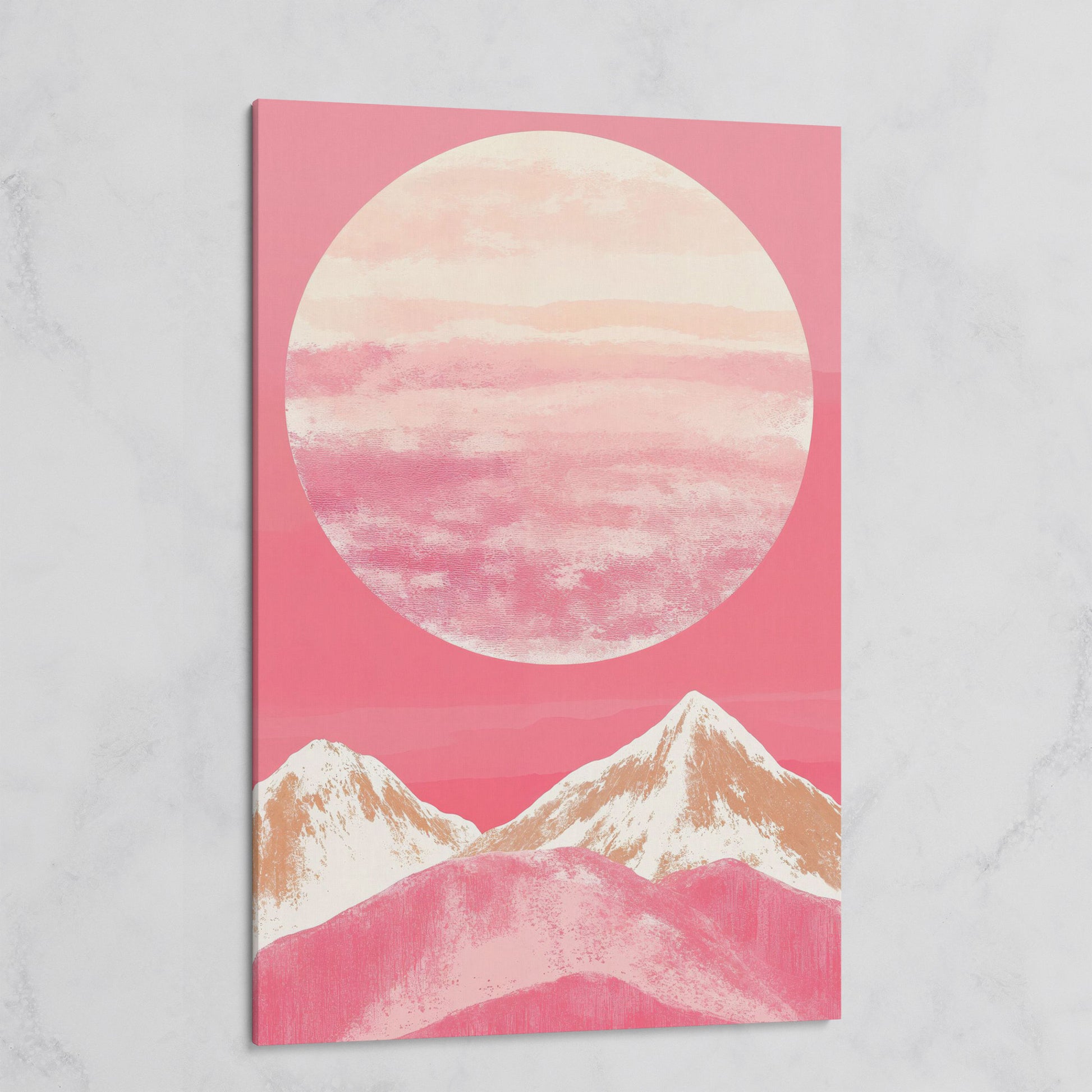 Pink Mountain Sunset Canvas on gallery wrap
