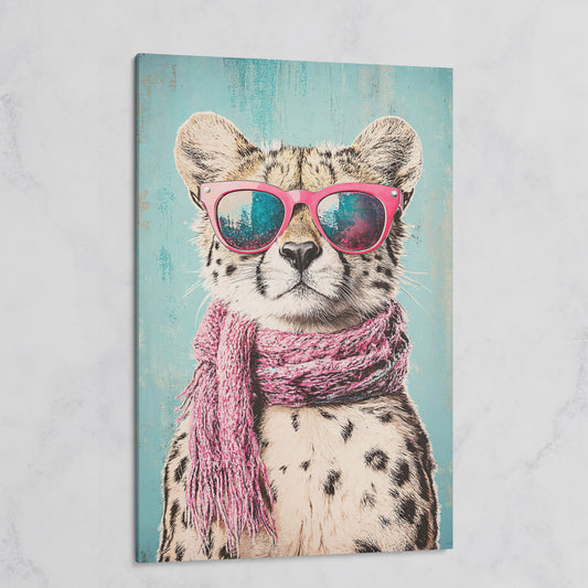 Chic Cheetah with Sunglasses Canvas Print on gallery wrap