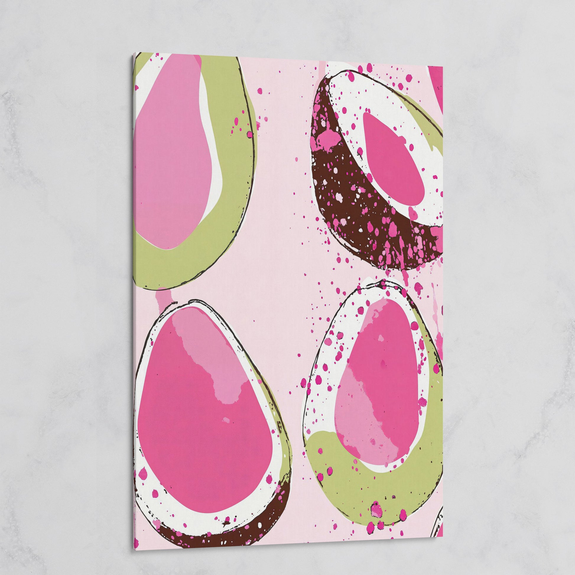Pink Avocado Abstract Canvas on gallery wrap
