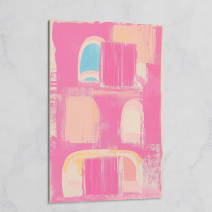 Abstract Pink Arch Canvas with Boho Accents on gallery wrap