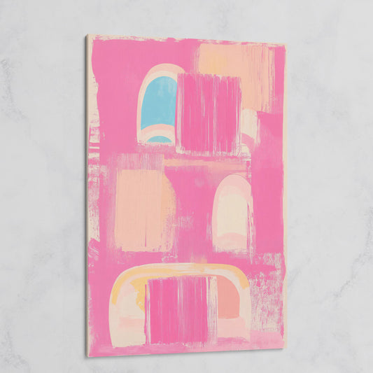 Abstract Pink Arch Canvas with Boho Accents on gallery wrap
