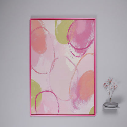 Abstract Pastel Pink and Green Canvas Print in pink floating frame