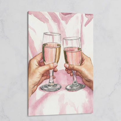 Pink Celebration Wine Glasses Canvas Print on gallery wrap