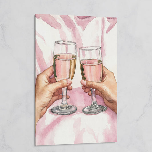 Pink Celebration Wine Glasses Canvas Print on gallery wrap