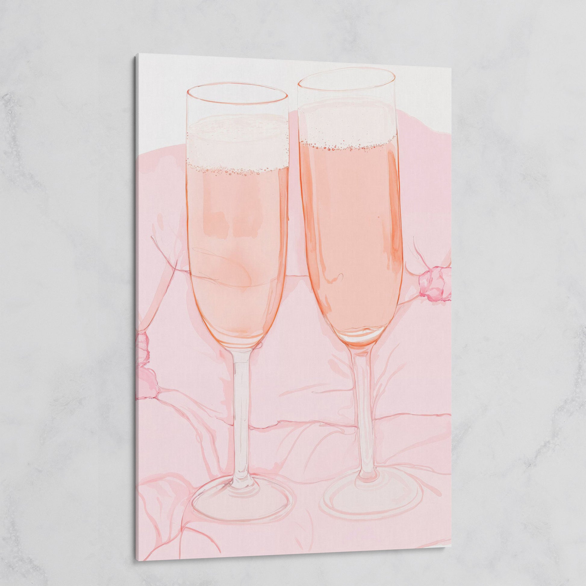 Pink Champagne Glasses Canvas Print on gallery wrap