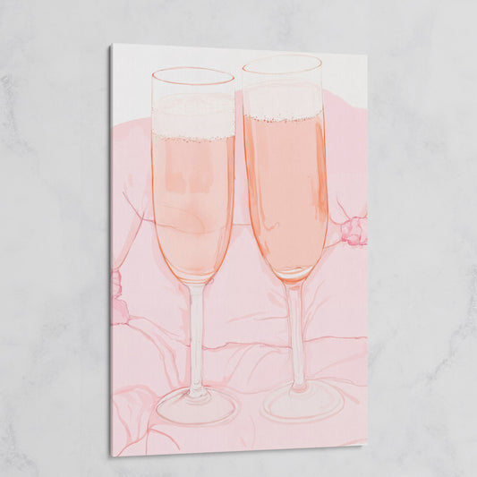 Pink Champagne Glasses Canvas Print on gallery wrap