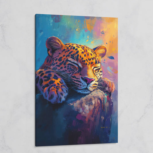 Vivid Leopard Portrait Canvas on gallery wrap