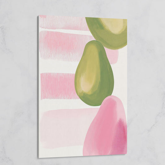 Pink and Green Pears Canvas Print on gallery wrap