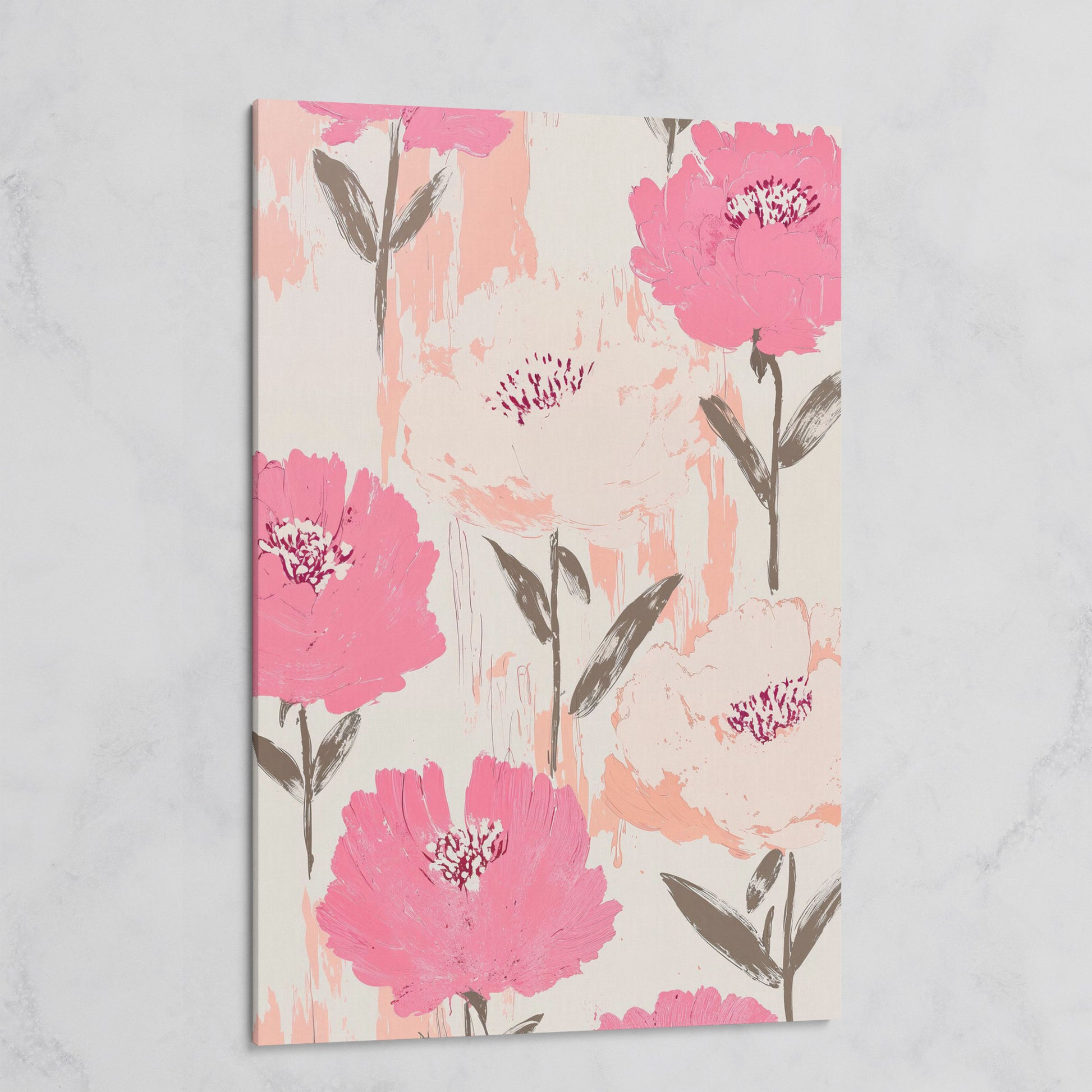 Dusty Pink Botanical Floral Canvas on gallery wrap