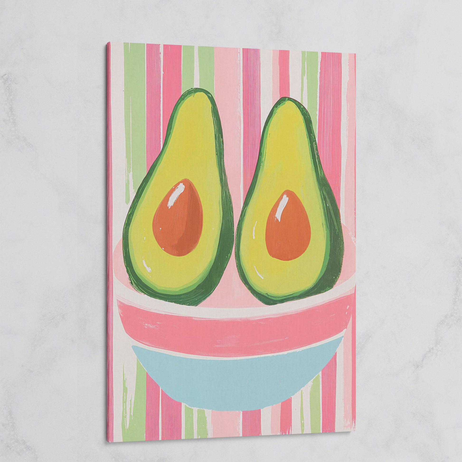 Avocado Abstract Canvas, Pink & Green on gallery wrap