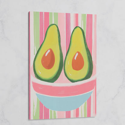 Avocado Abstract Canvas, Pink & Green on gallery wrap