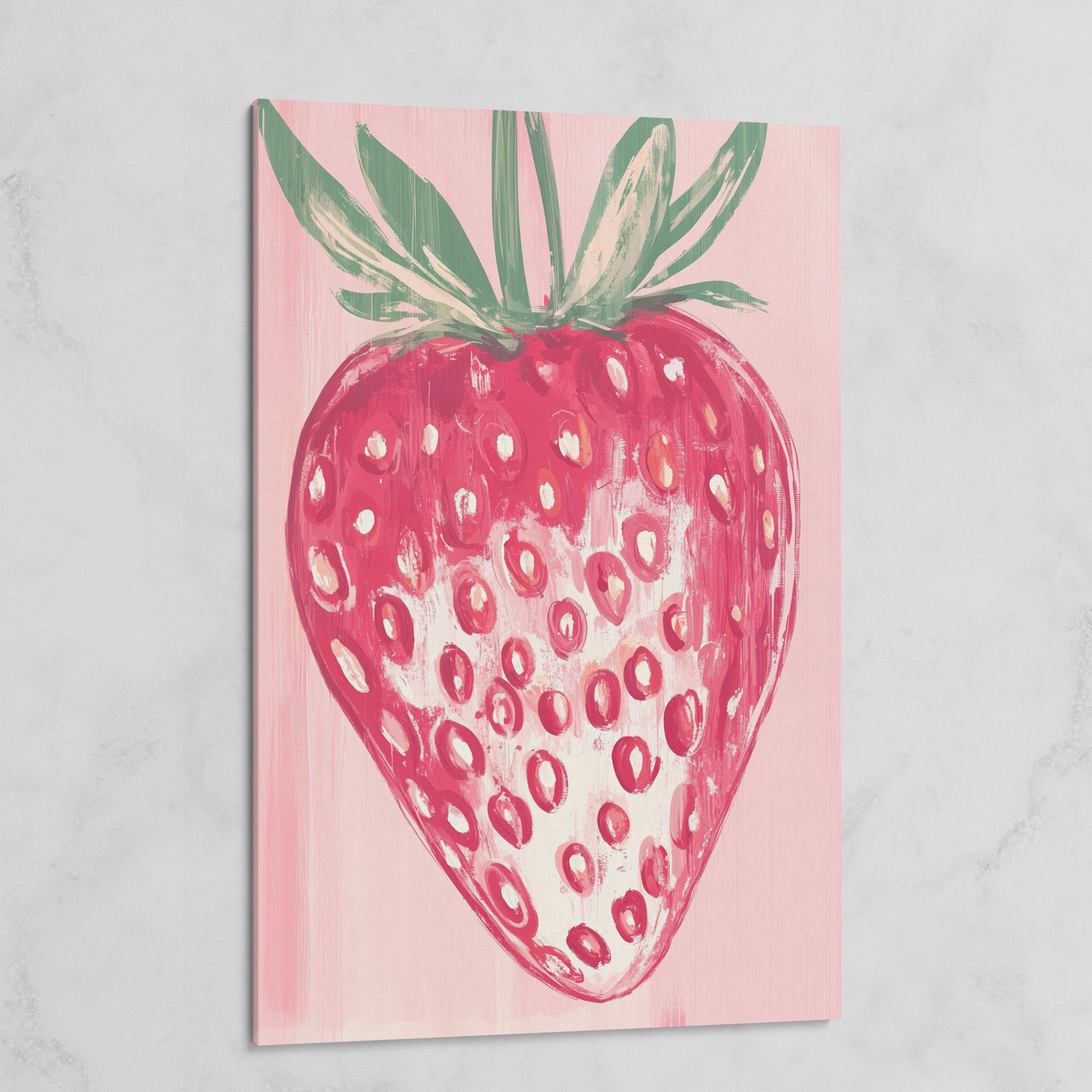 Single Strawberry Canvas Print on gallery wrap