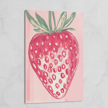 Single Strawberry Canvas Print on gallery wrap